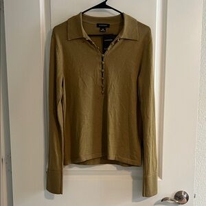 Club Monaco Wool Blend Half Button Collared Sweater Large NWT Preppy Fall